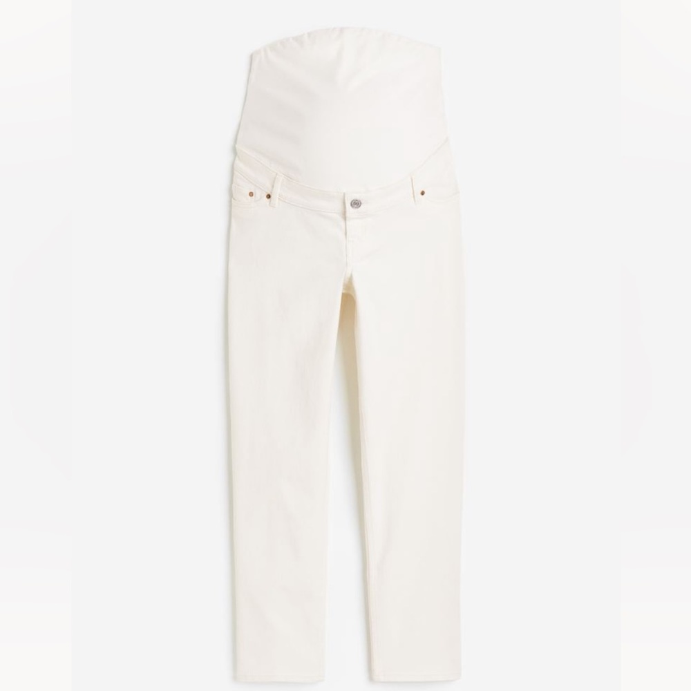 H&M maternity straight ankle white jeans M